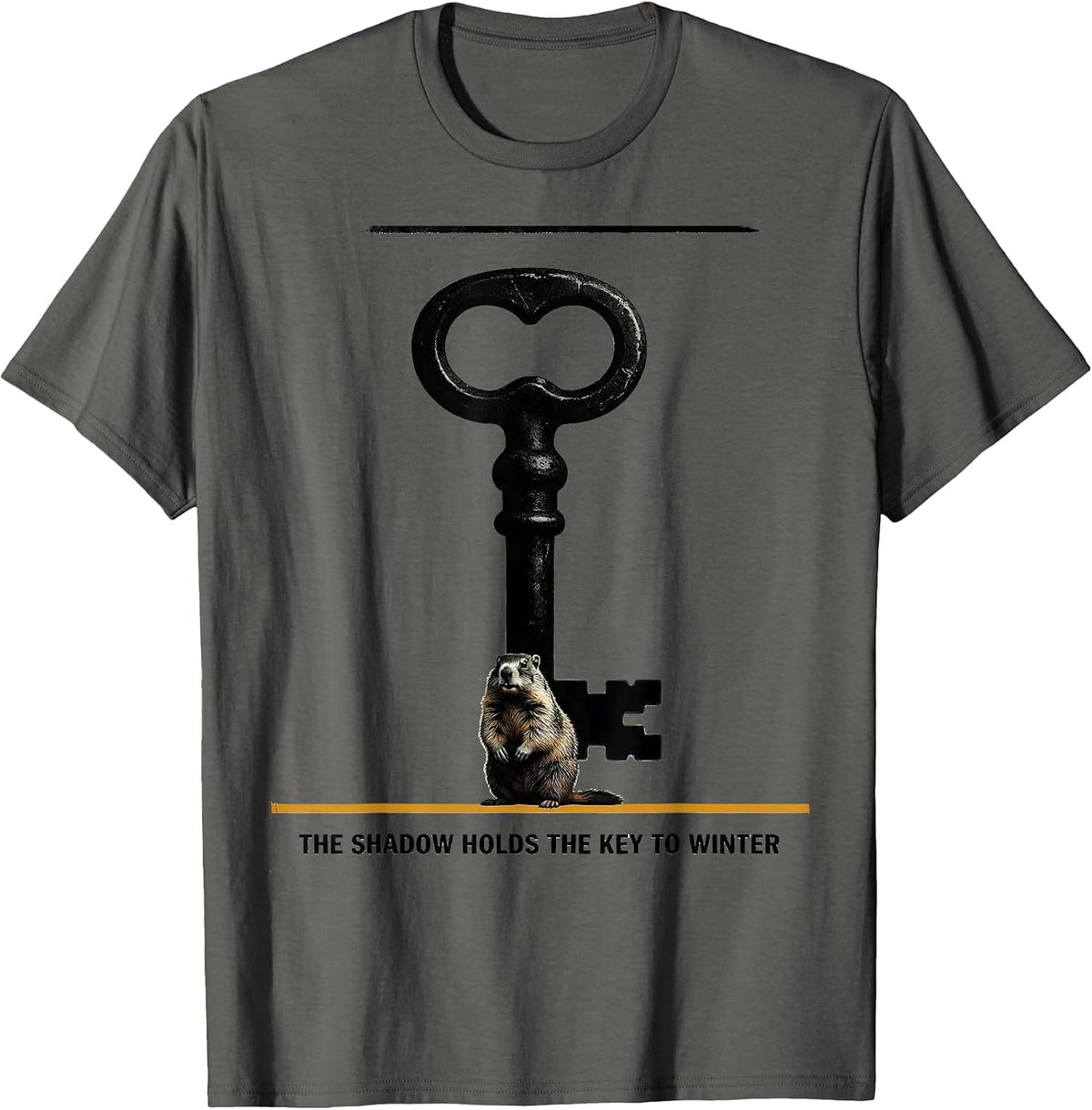 Men's The Shadow Holds The Key To Winter Funny Groundhog Day T-Shirt - Asphalt Grey