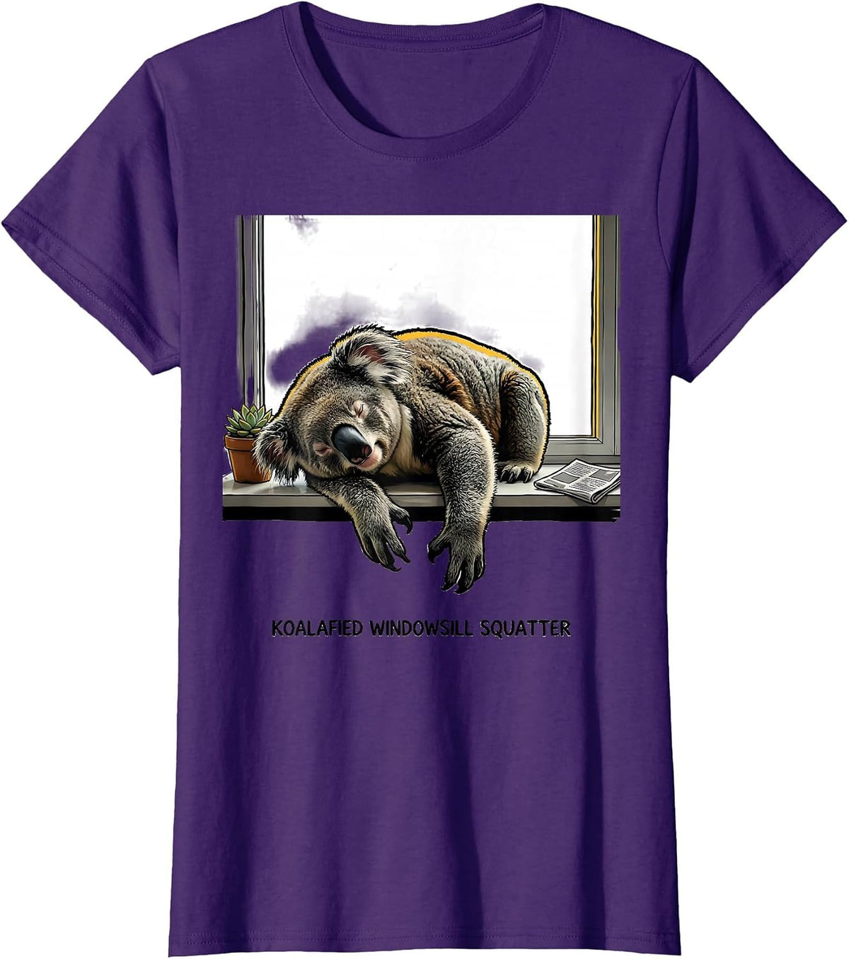 Women's Koalafied Windowsill Squatter Funny Koala Lover Cute Animal T-Shirt - Purple