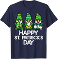 Happy St Patricks Day Gnomes Saint Paddys Pattys Women Kids T-Shirt - Navy Blue