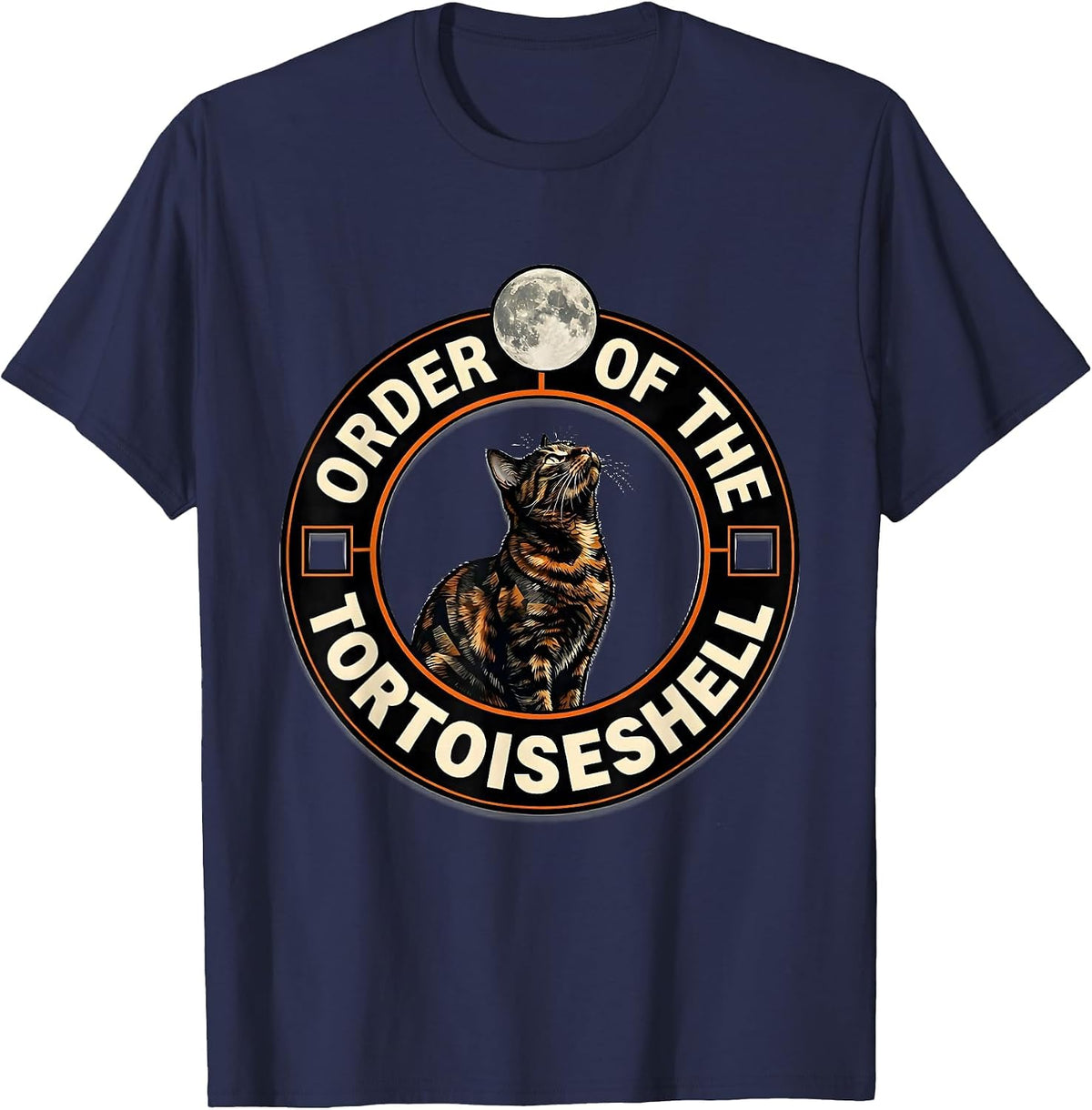 Order Of The Tortoiseshell Retro Tortoiseshell Cat Humor T-Shirt - Navy Blue
