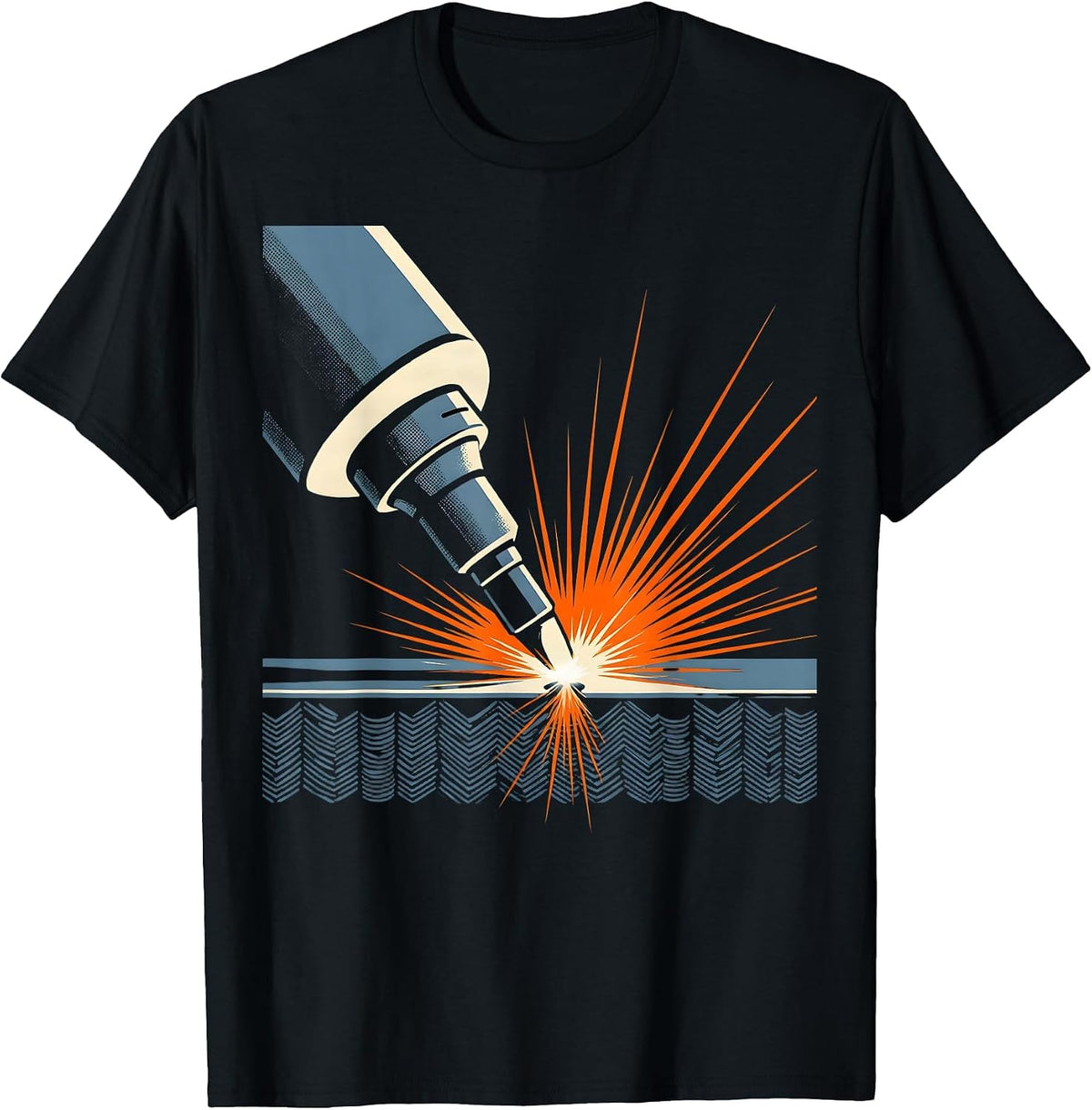 Men's Oversized MIG Welding Gun Blue Collar Humor Metal Worker T-Shirt - Black