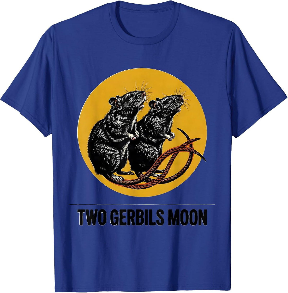 Two Gerbils Moon Funny Small Mammal Pet Lover Humor T-Shirt - Royal Blue