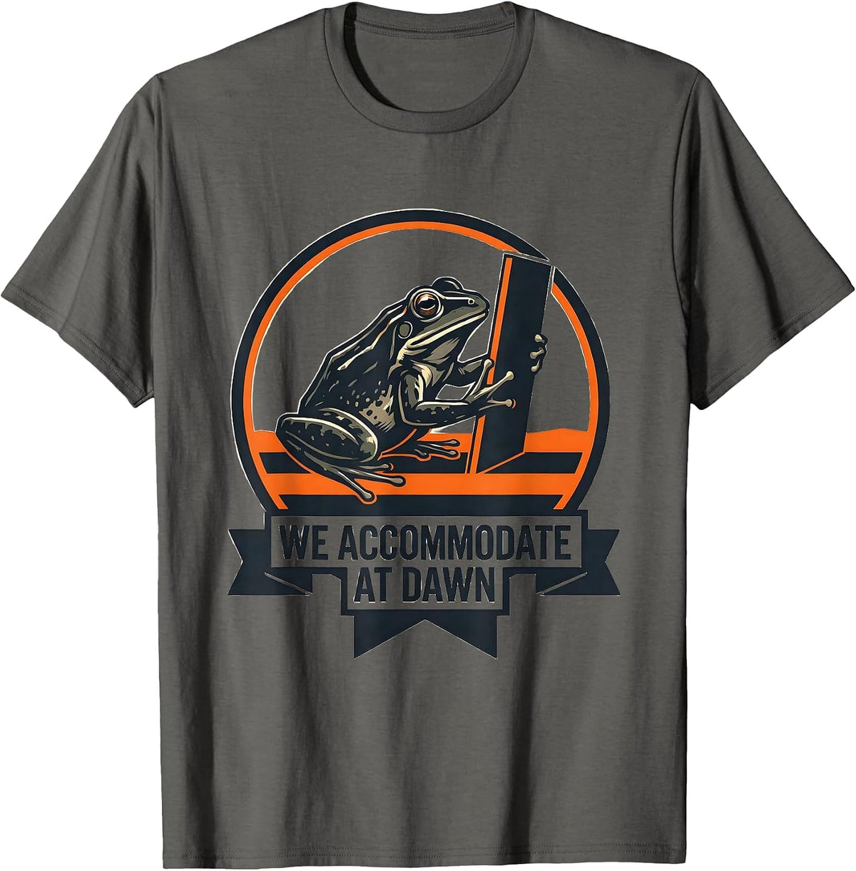 We Accommodate At Dawn Funny Frog Teacher Back to School T-Shirt - Asphalt Grey