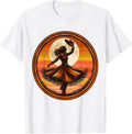 Men's Cowgirl Silhouette Twirling Under Full Moon T-Shirt - White