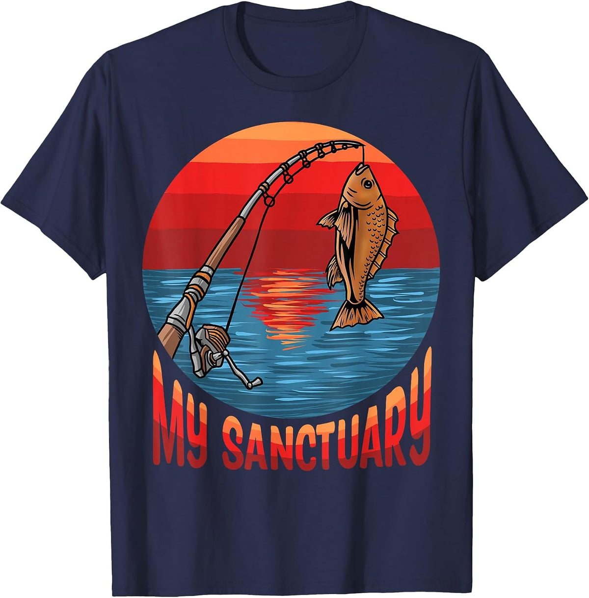 Fisherman Funny Fishing T-Shirt - Navy Blue