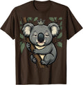 Sleepy Koala Cartoon Cute Animal Lover Gift T-Shirt - Brown