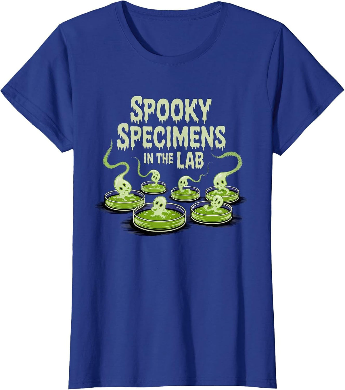 Spooky specimens in the lab, Biology, Microbiology Halloween T-Shirt - Royal Blue