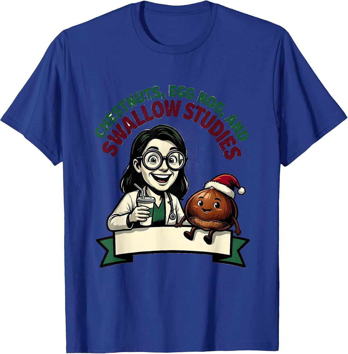 Men's Chestnuts, Egg Nog, And Swallow Studies Speech-Language T-Shirt - Royal Blue