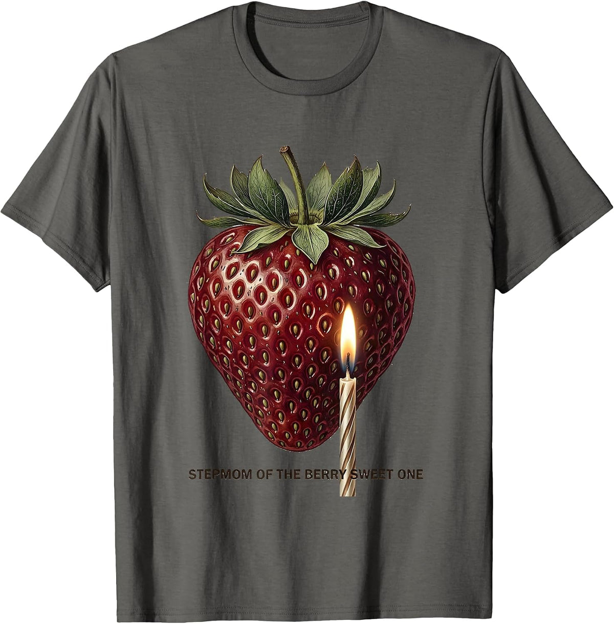 Men's Stepmom Of The Berry Sweet One Botanical Family First T-Shirt - Asphalt Grey