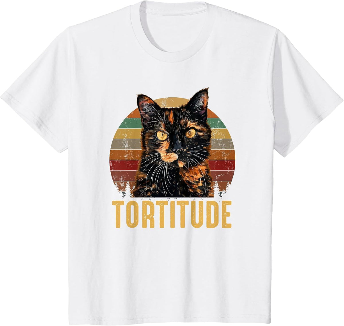 Tortitude, Tortoiseshell Cat T-Shirt - White