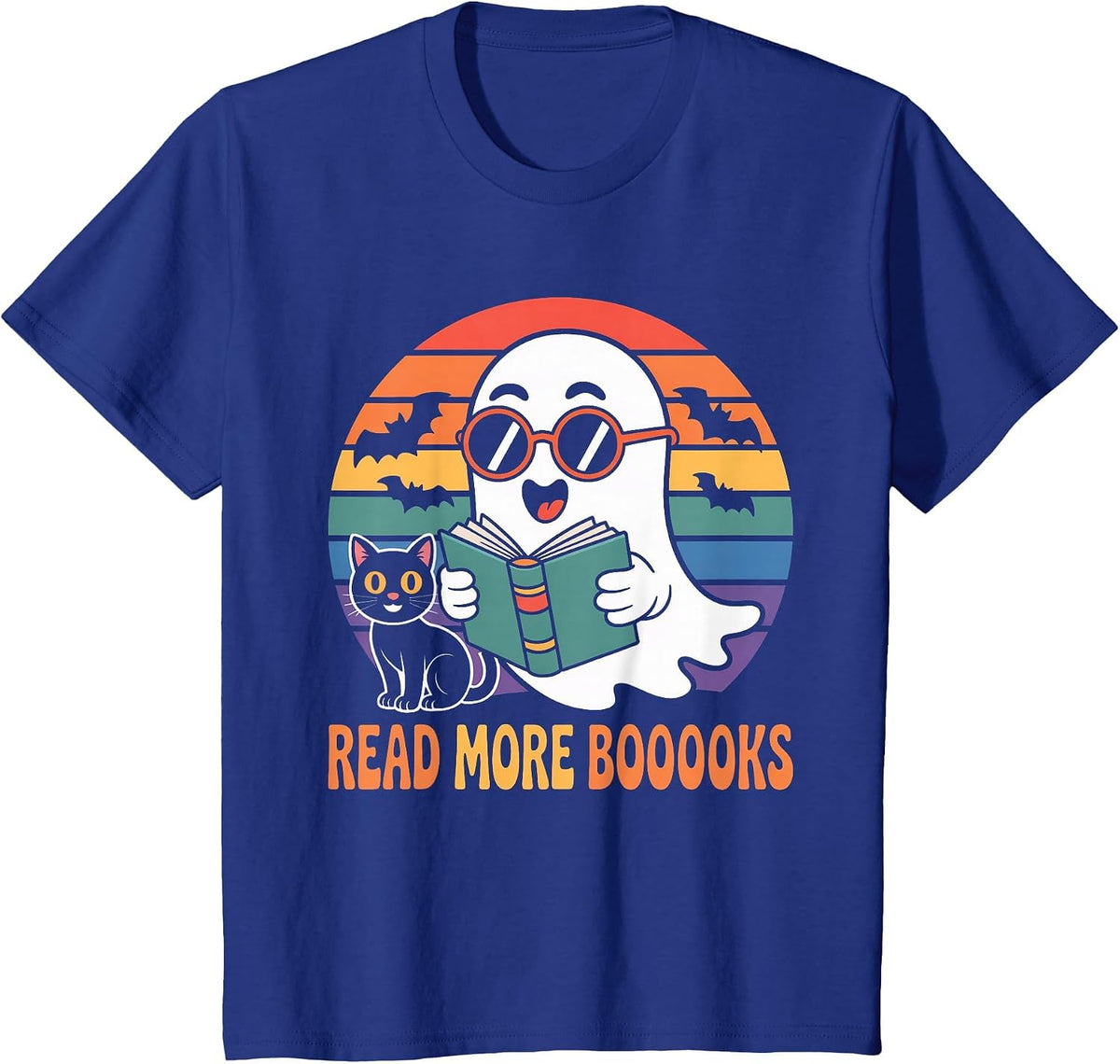 Read More Books Cute Ghost Reading Book Teacher Halloween T-Shirt - Royal Blue