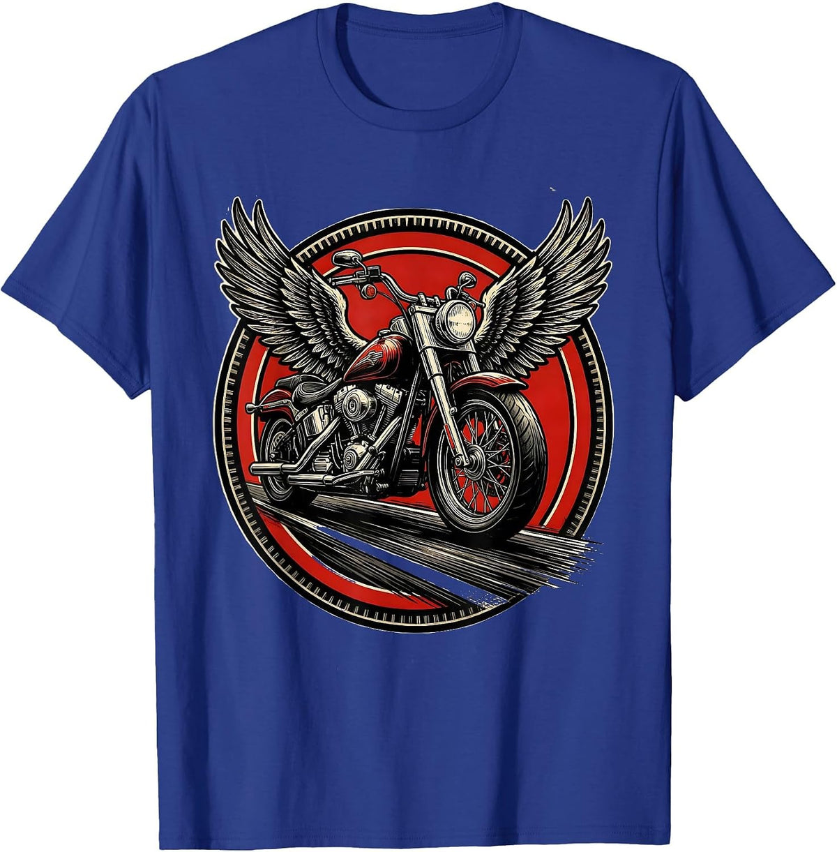 Men's Vintage Motorcycle Freedom Open Highway Graphic T-Shirt - Royal Blue