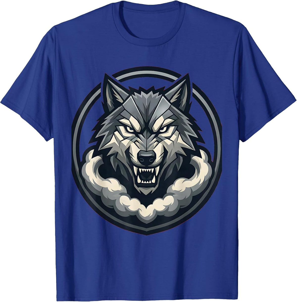 Men's Wolf Head Motorcycle Exhaust Smoke Graphic T-Shirt - Royal Blue