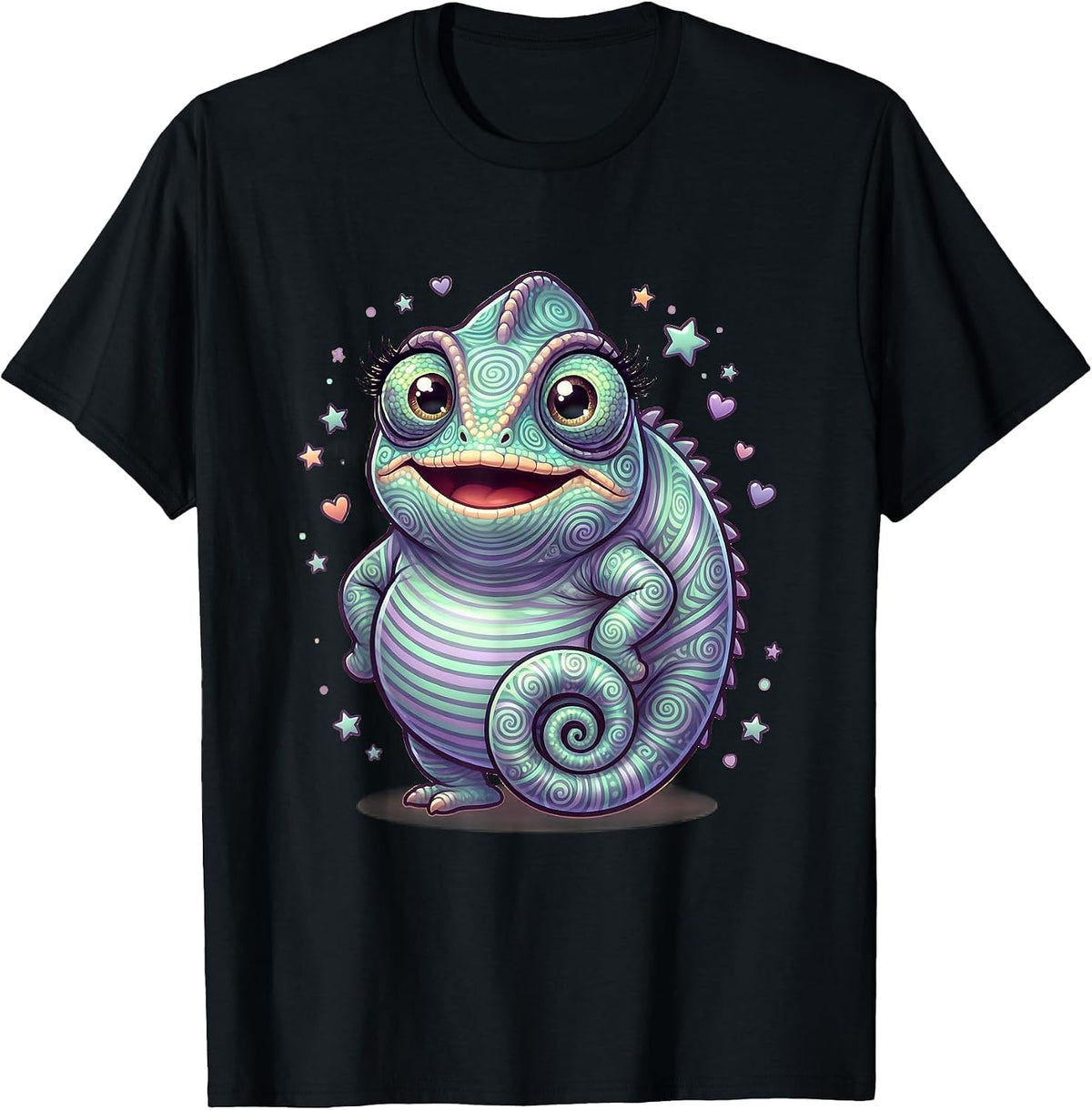 Men's Kids Tie Dye Chameleon Swirling Spiral Pattern T-Shirt - Black