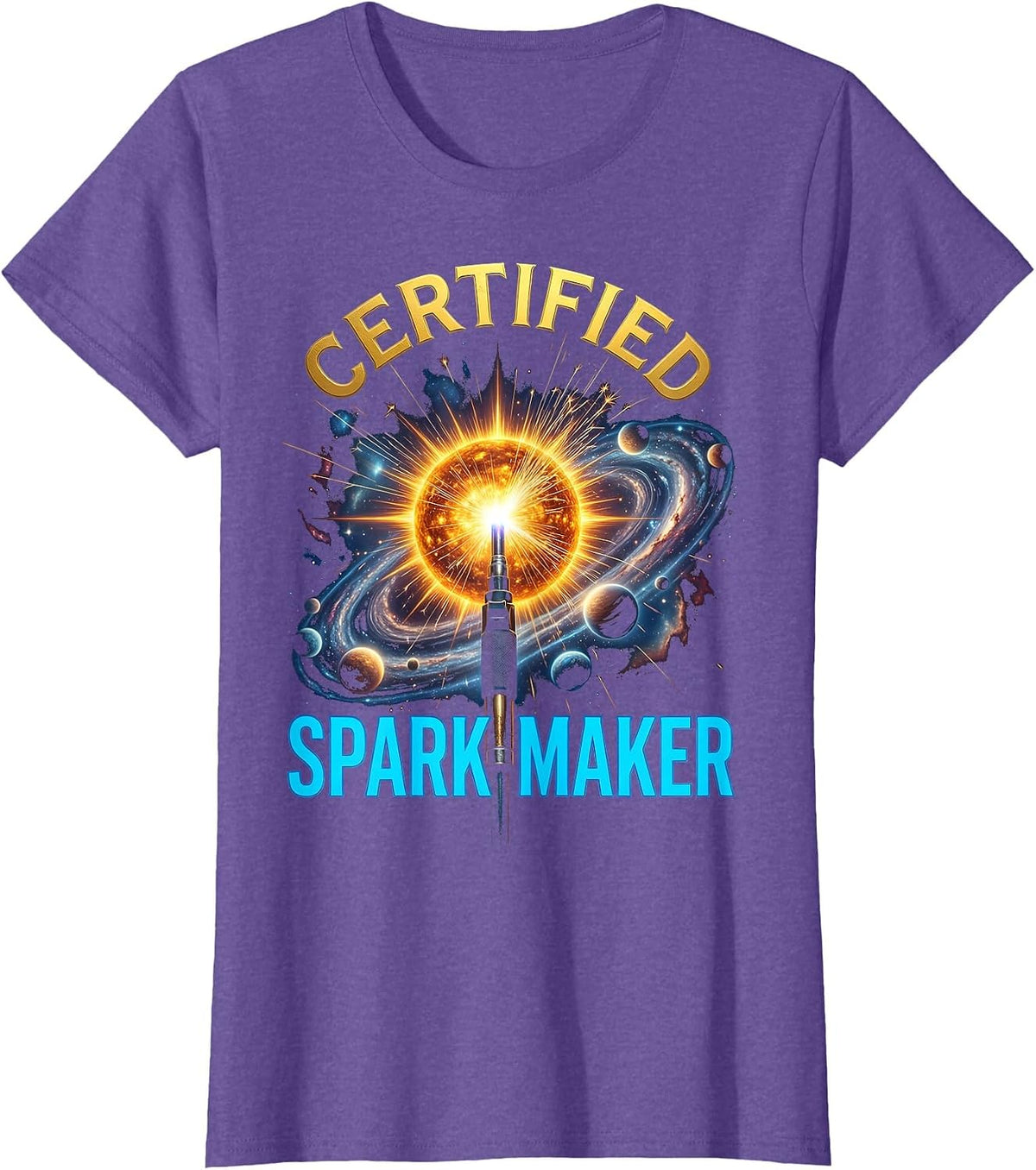 Certified Spark Maker Welder Graphic Design T-Shirt - Purple Heather