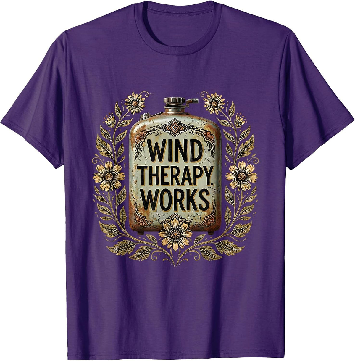 Wind Therapy Works Motorcycle Rider Design T-Shirt - Purple