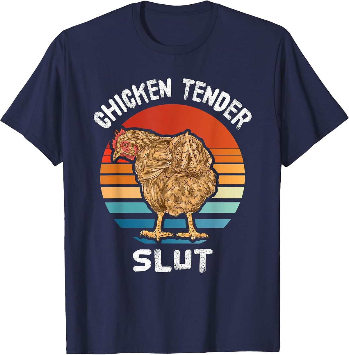 Chicken Tender Slut Groovy Farmer T-Shirt - Navy Blue