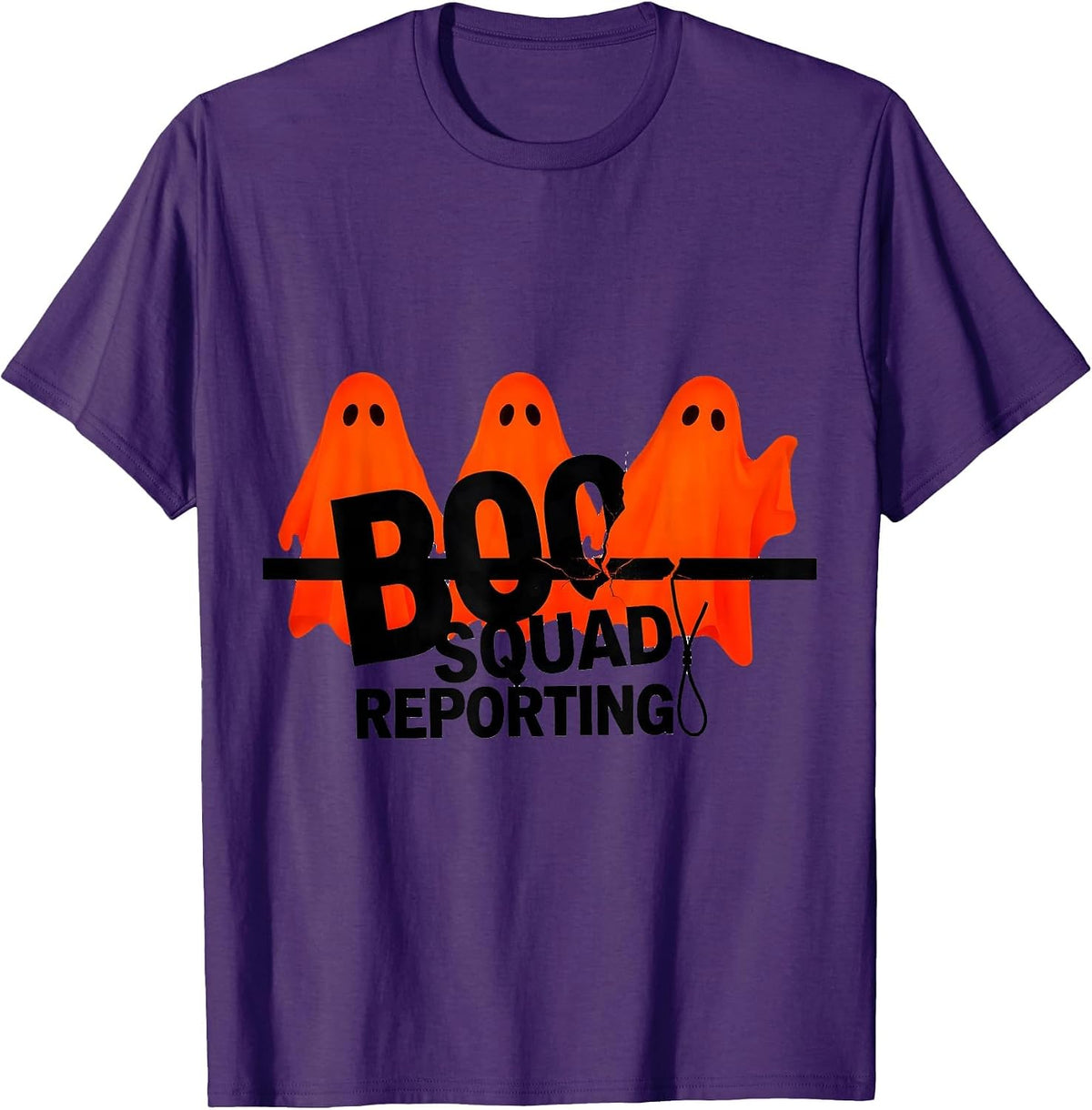 Men's Boo Squad Reporting New Wave Typography Halloween Ghost Para T-Shirt - Purple