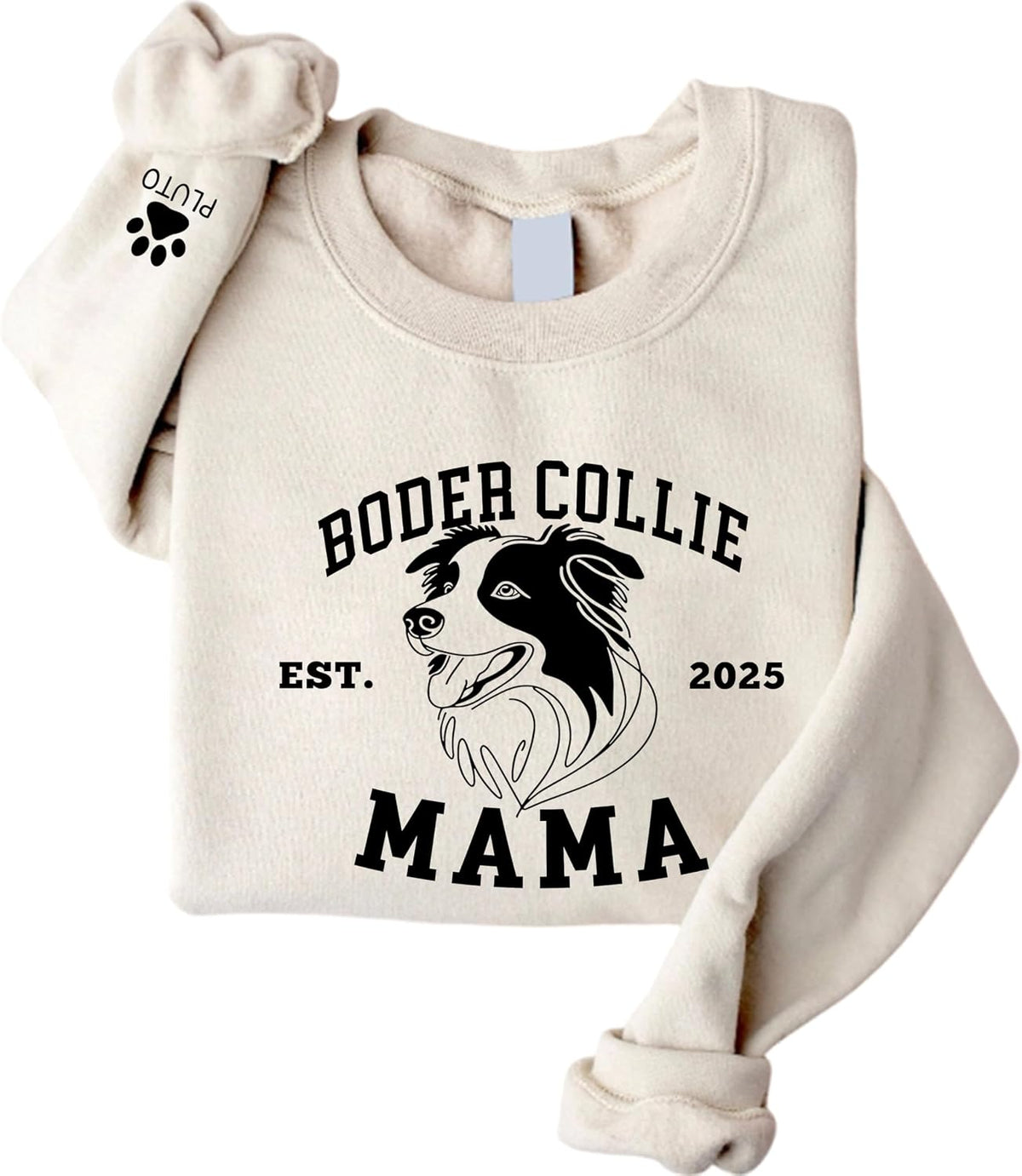 Custom Border Collie Mama Sweatshirt, Personalized Border Collie Mom Sweater, Dog Mom Sweater, Custom Pet Name On Sleeve