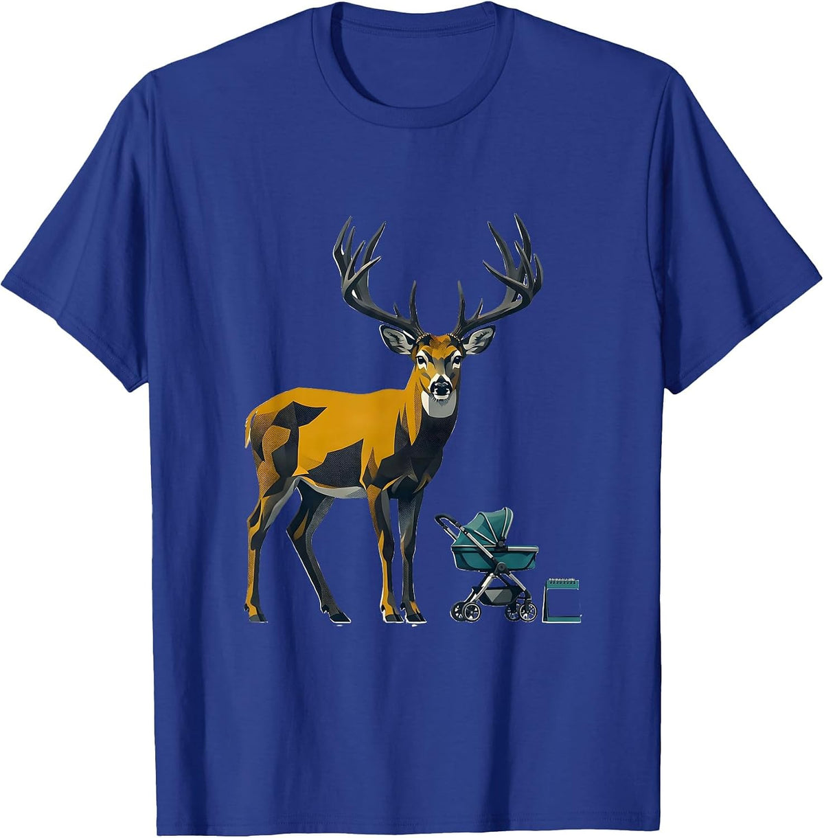 Whitetail Buck Midcentury Modern Deer Hunter Humor T-Shirt - Royal Blue