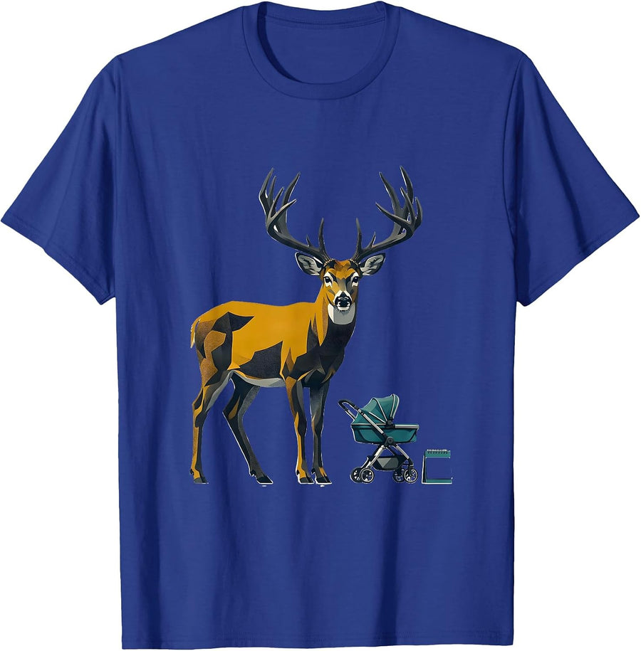 Whitetail Buck Midcentury Modern Deer Hunter Humor T-Shirt - Royal Blue