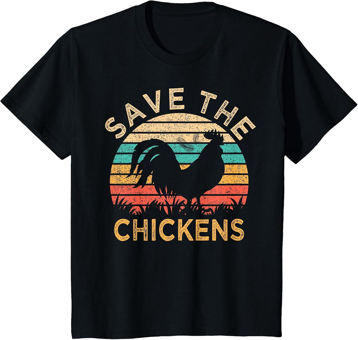 Save The Chickens Funny Vegetarian Vegan Chicken Lover T-Shirt - Black