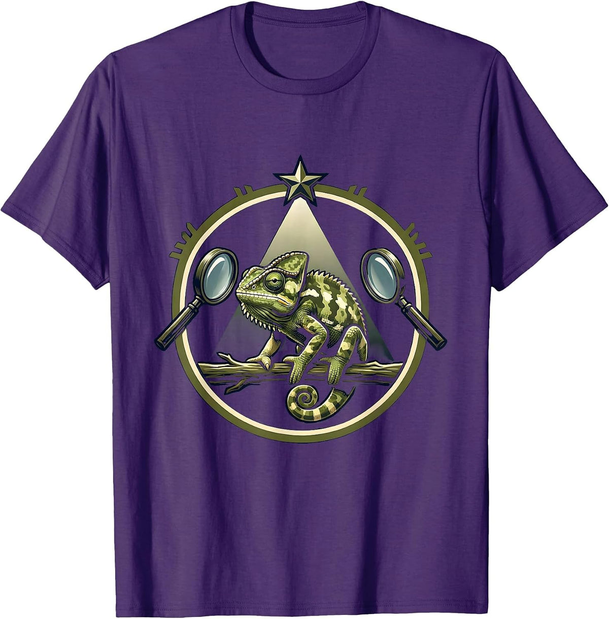 Men's Chameleon Camouflage Funny Spotted Reptile Design T-Shirt - Purple