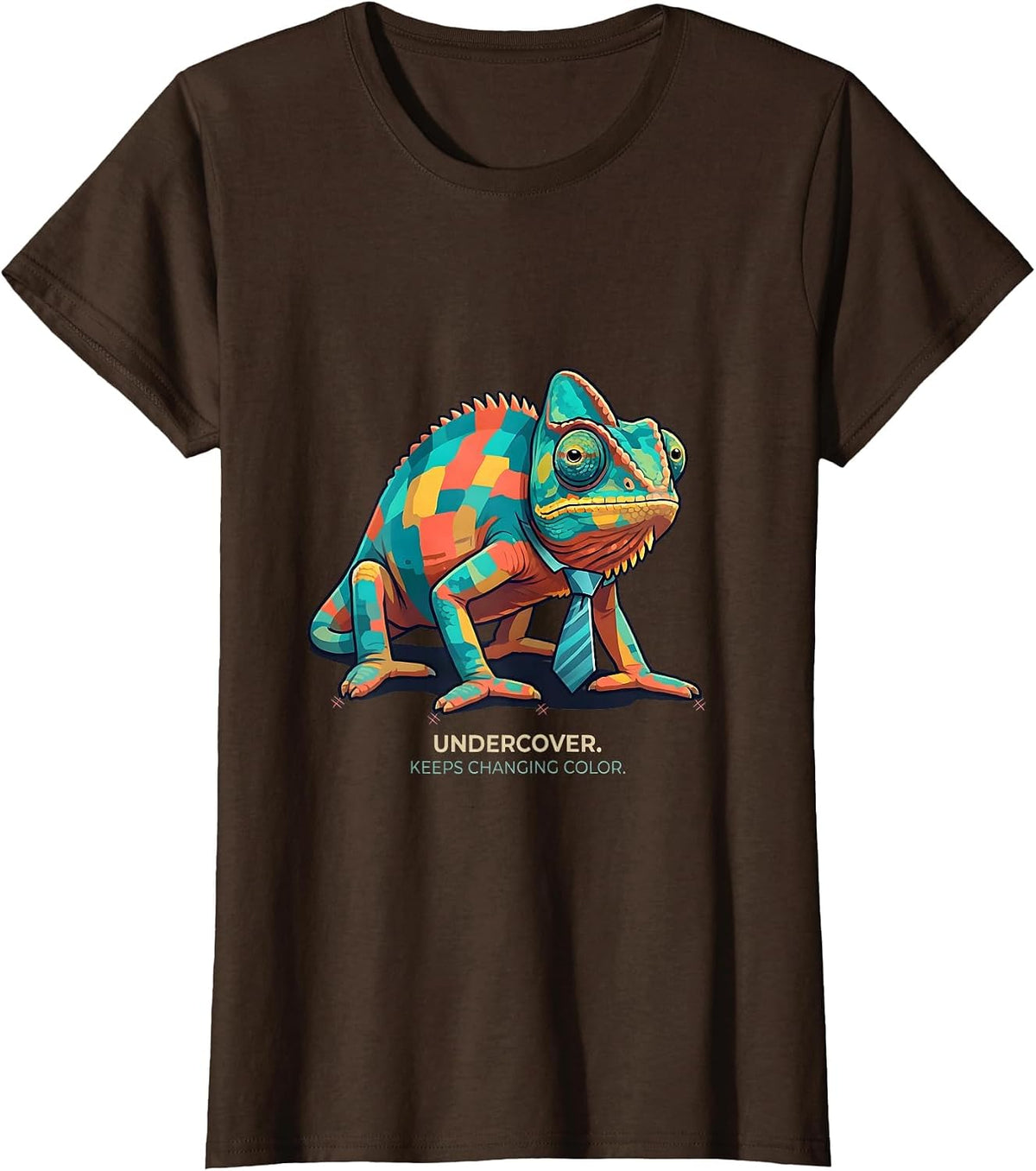 Women's Undercover Keeps Changing Color Funny Chameleon Halloween T-Shirt - Brown
