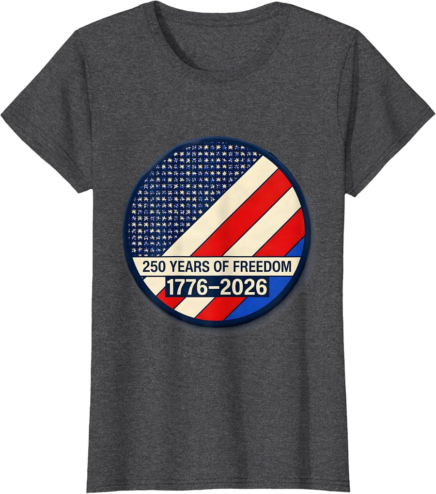 Women's 250 Years of Freedom 1776–2026 Geometric Patriotic Eagle T-Shirt - Dark Heather Grey