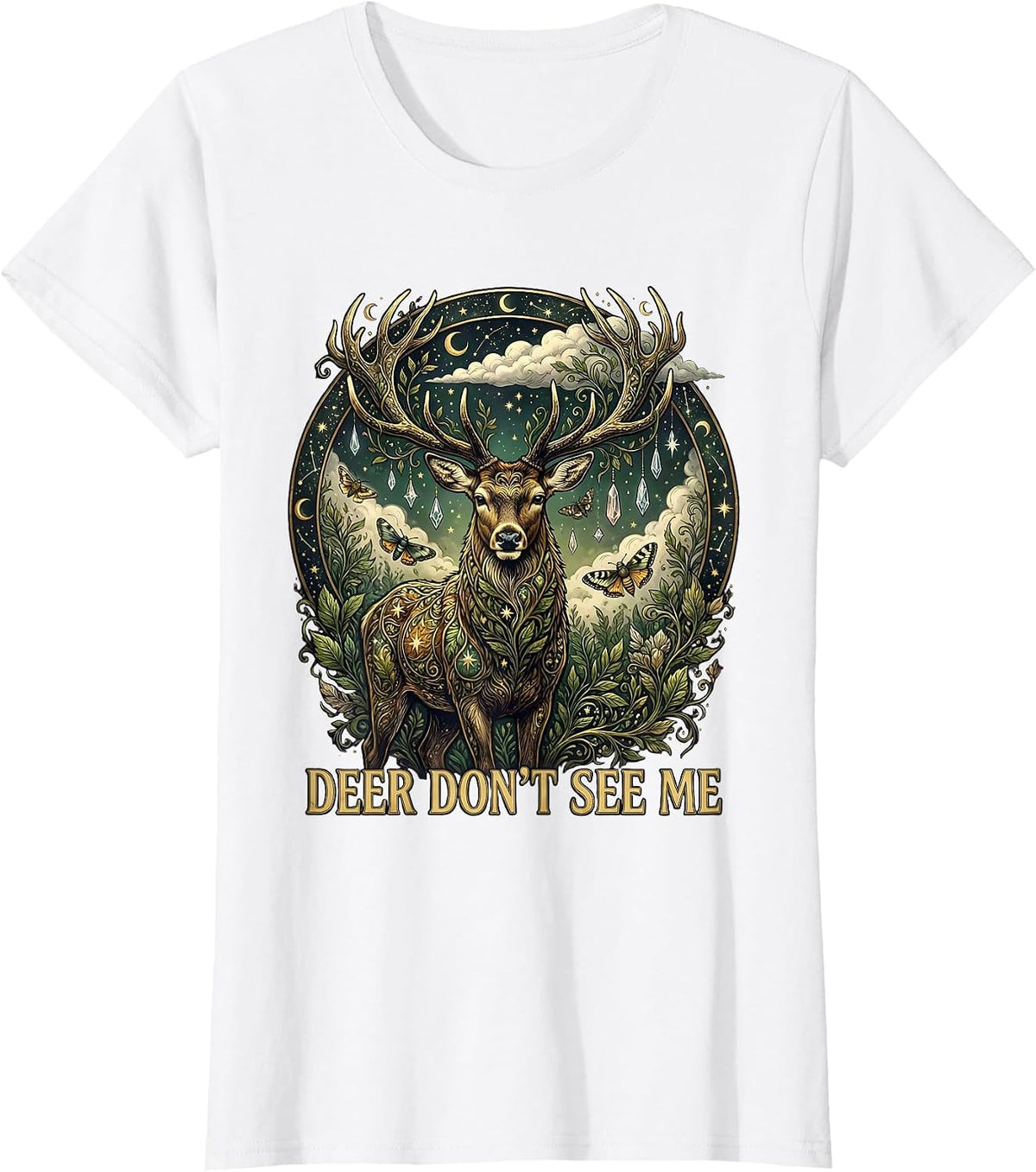 Deer Don't See Me Camo Hunting Design T-Shirt - White