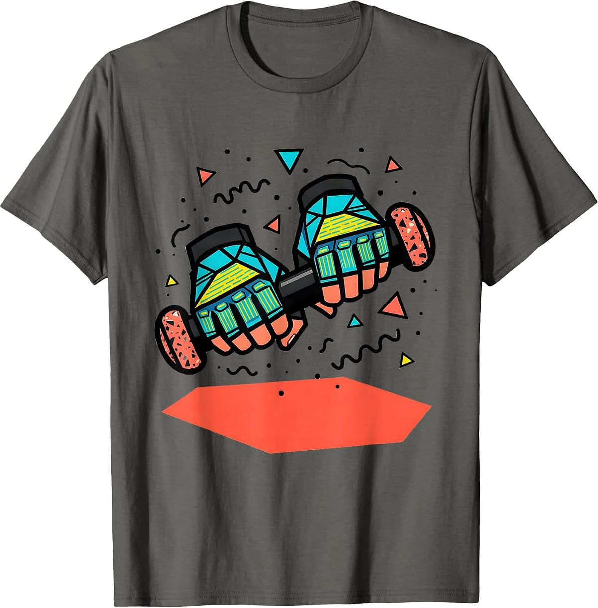 Men's 80s Motorcycle Grip Fingerless Gloves Graphic T-Shirt - Asphalt Grey