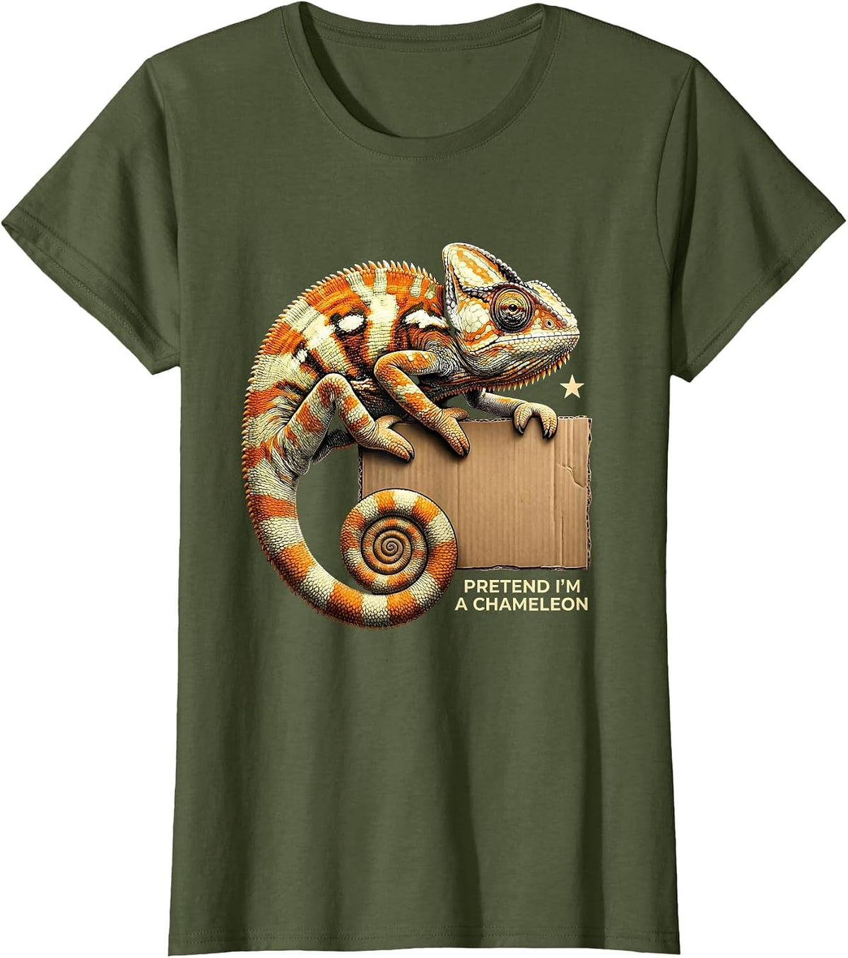 Women's Pretend I'm A Chameleon Funny Animal Costume Halloween Humor T-Shirt - Olive Green