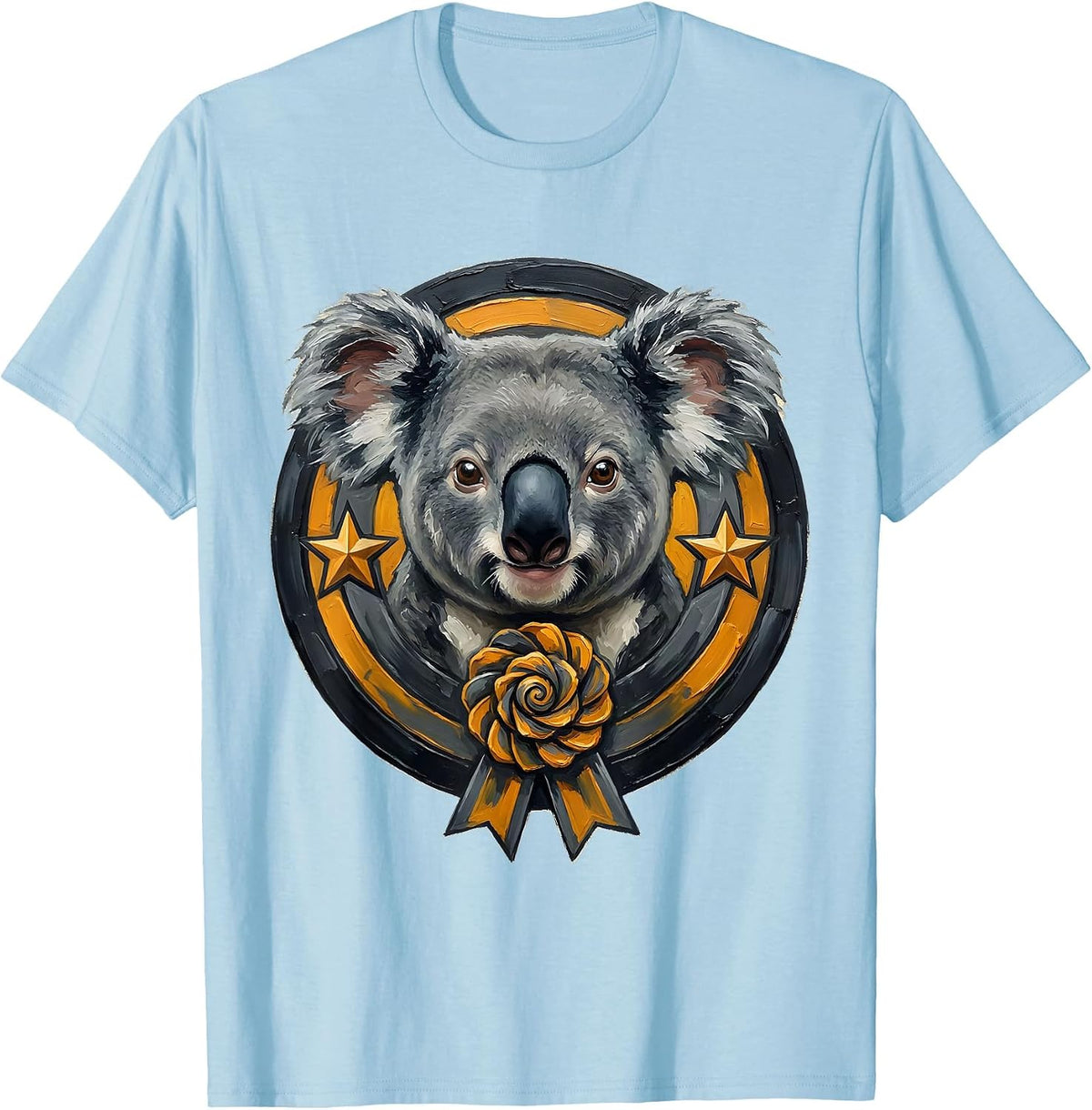 Round Koala Head Cute Animal Lover Pun Humor T-Shirt - Baby Blue