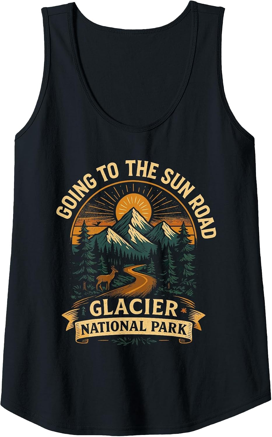 Going to The Sun Road Shirt Montana T Shirt Glacier National Tank Top - Black