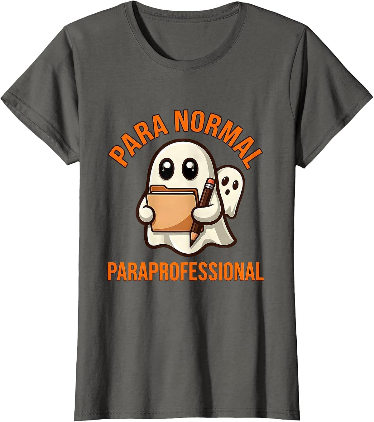 Women's Para Normal Paraprofessional Ghost SPED Teacher Halloween T-Shirt - Asphalt Grey