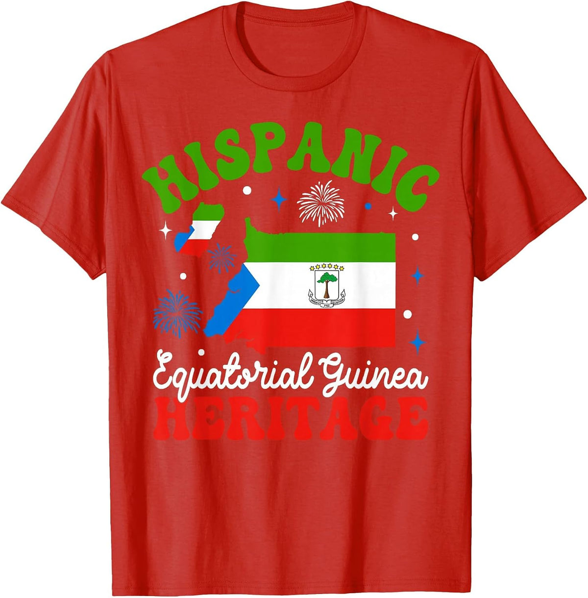 Equatorial Guinea Pride Flag Hispanic Heritage Month T-Shirt - Red