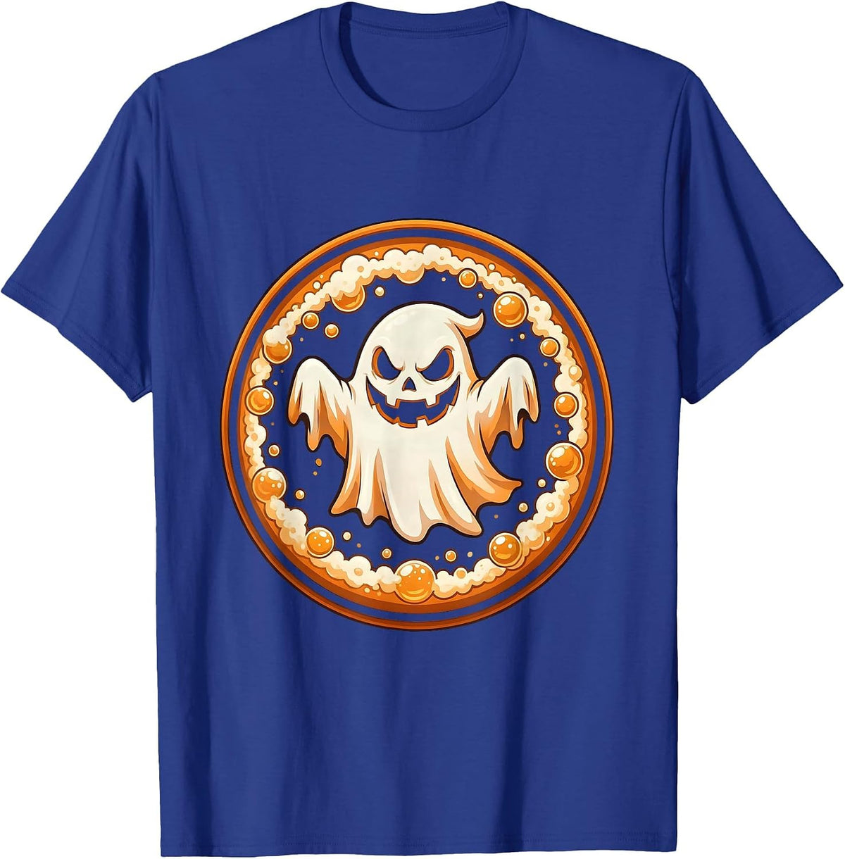 Ghost Beer Bubbles Grinning Spooky Halloween Design T-Shirt - Royal Blue