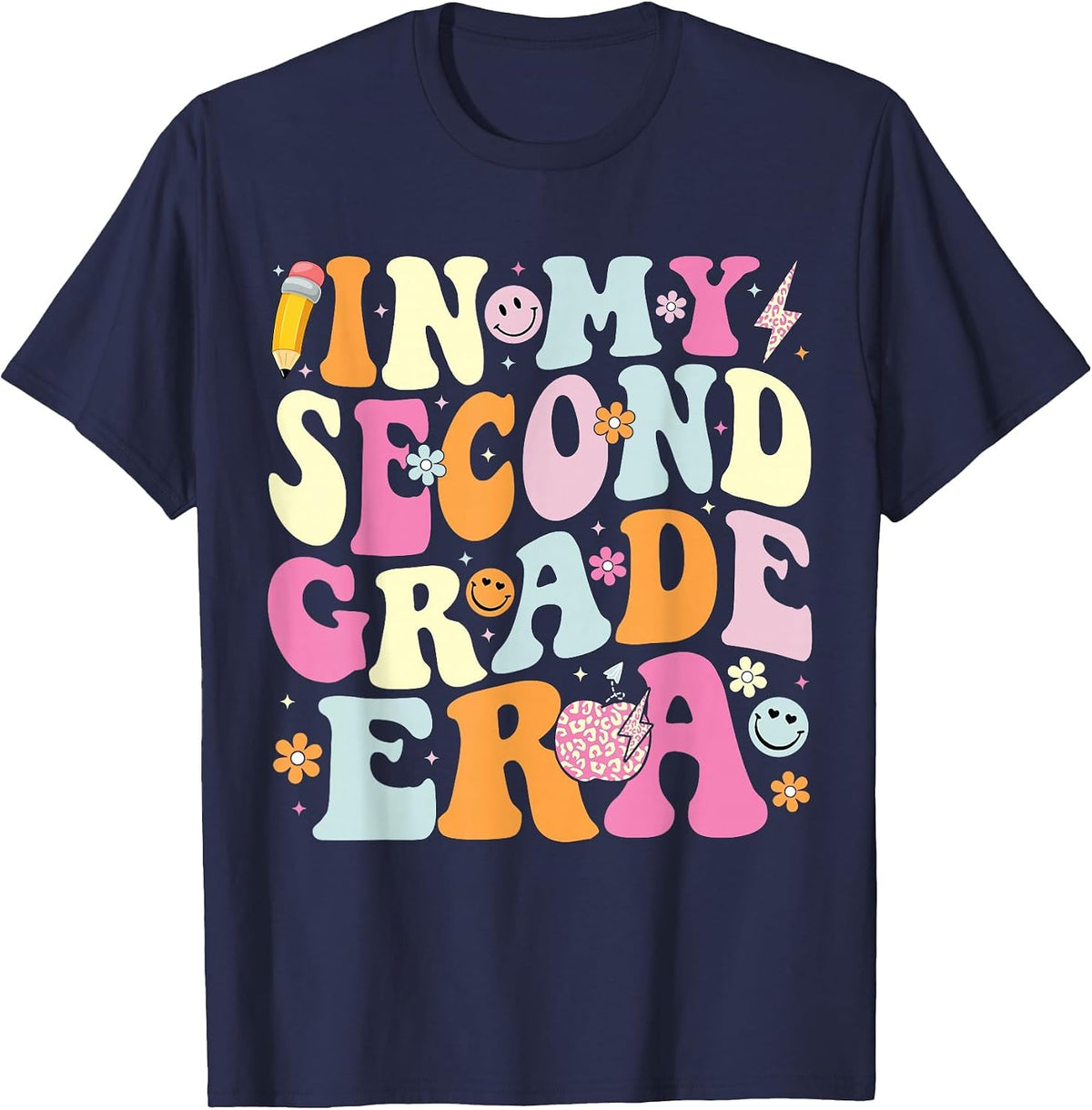 in My Second Grade Era 2nd Grade Teacher Back to School T-Shirt - Navy Blue