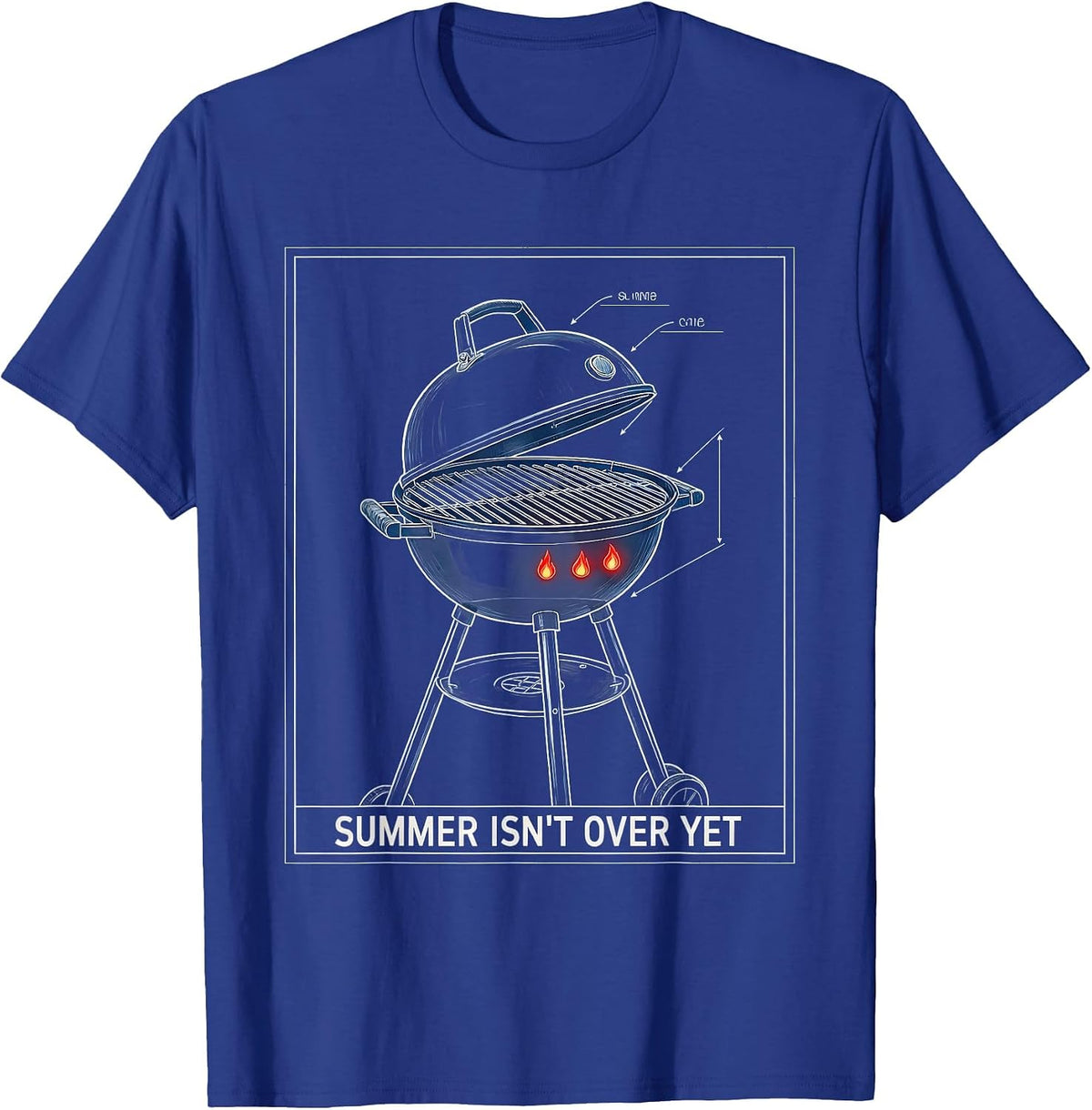 Summer Isn't Over Yet Technical Blueprint Grill Dad Humor T-Shirt - Royal Blue