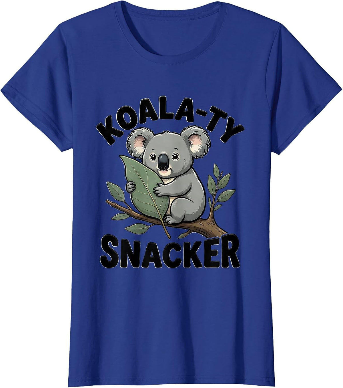 Women's Koala-ty Snacker Cute Chibi Koala Pun Animal Lover Humor T-Shirt - Royal Blue