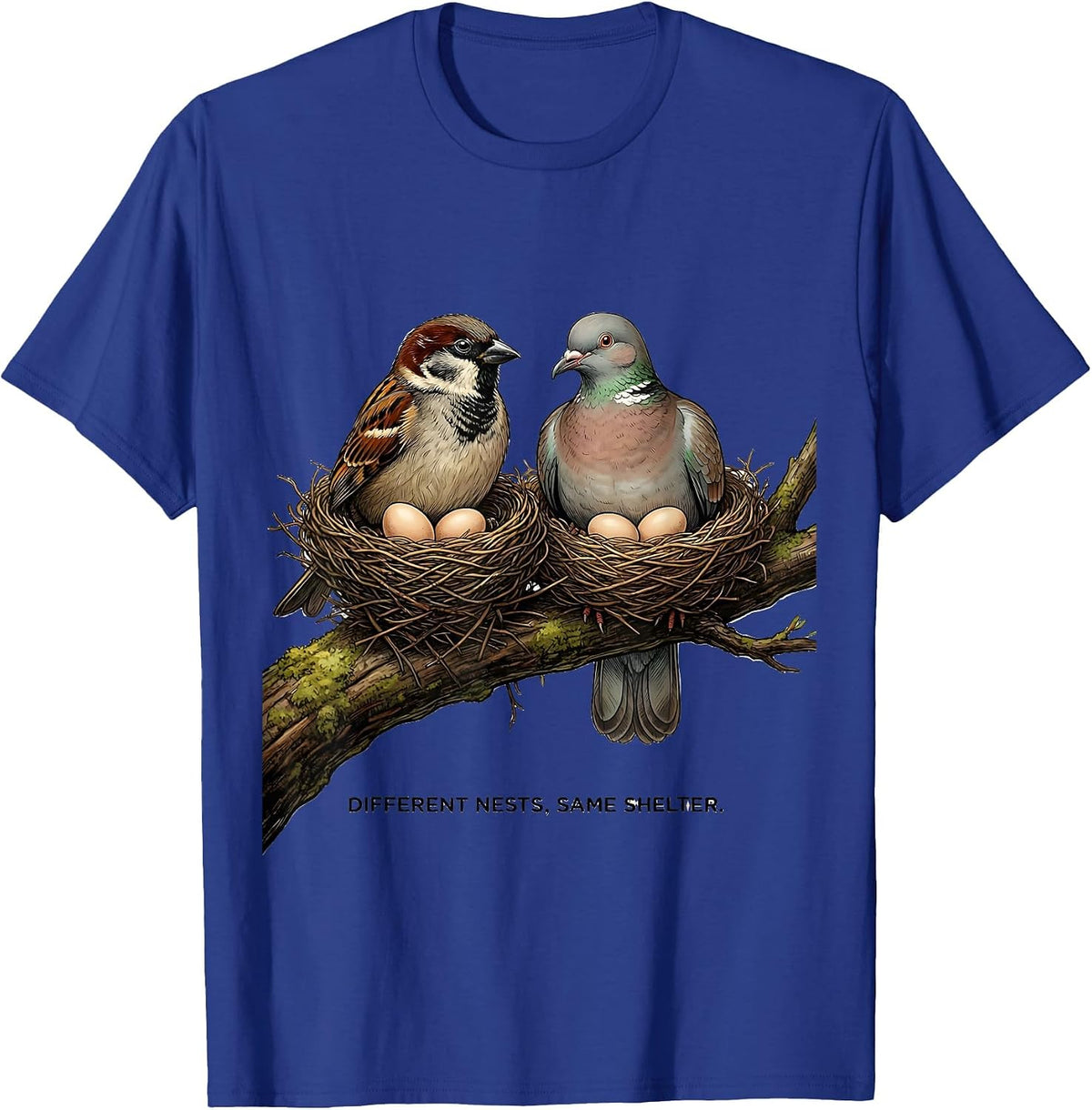 Men's Different Nests, Same Shelter Funny Autistic ADHD Meme Humor T-Shirt - Royal Blue