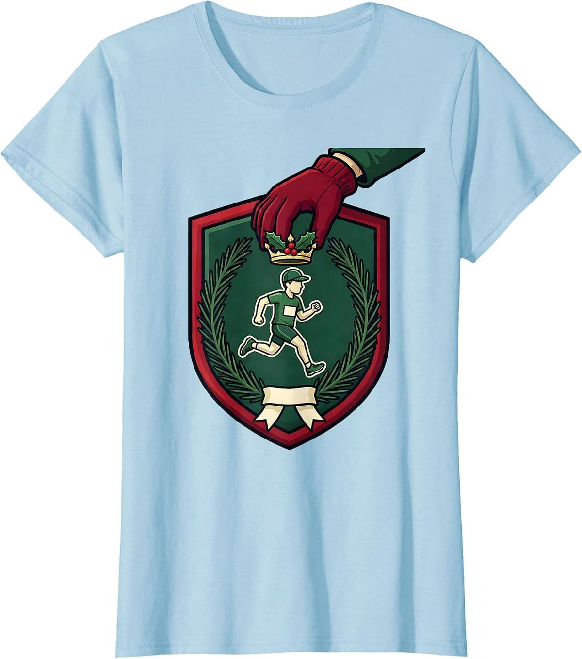 Runner Crown Christmas Fun Run Squad Humor T-Shirt - Baby Blue