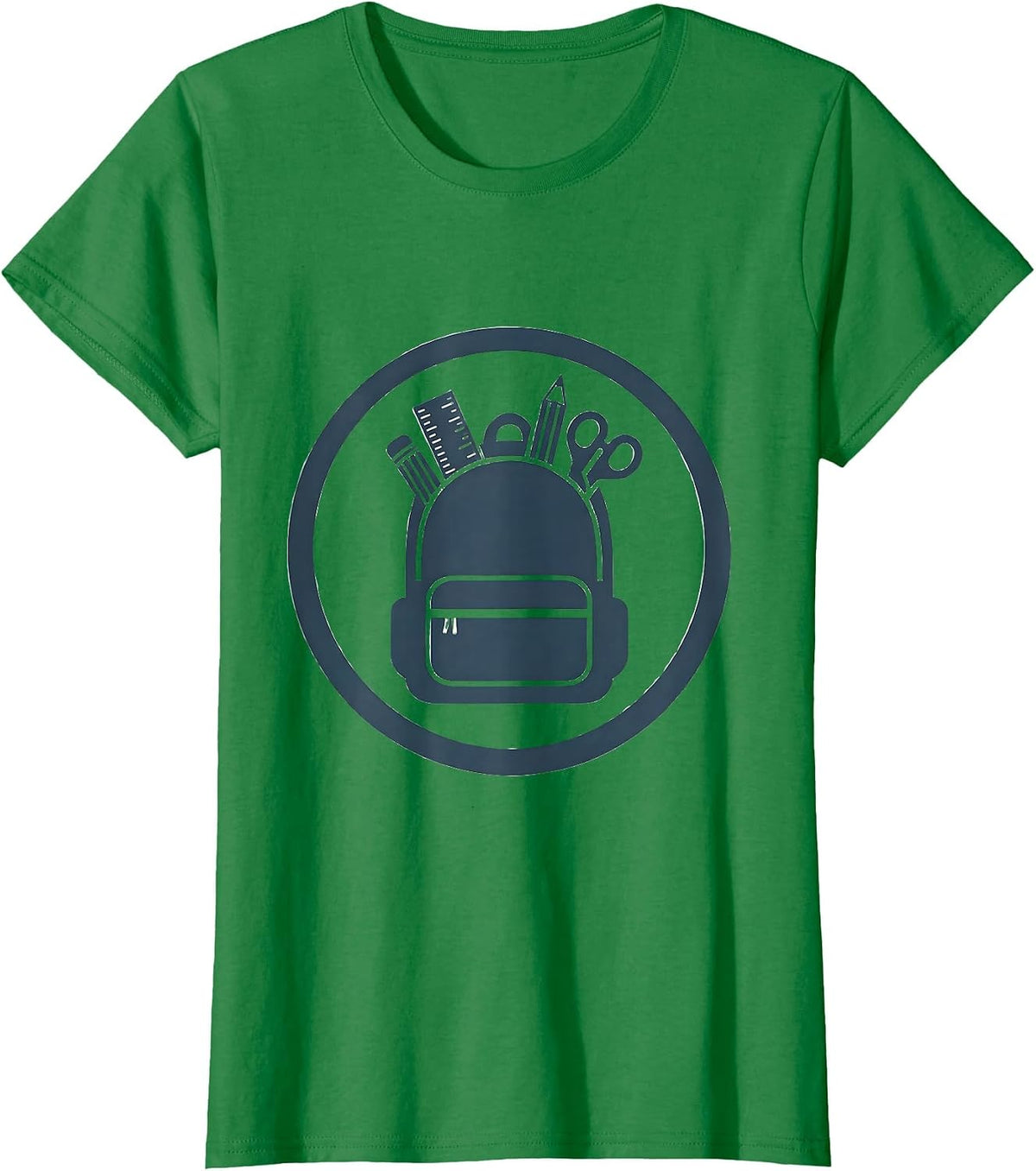 Middle School Teacher Overflowing Backpack Design T-Shirt - Kelly Green