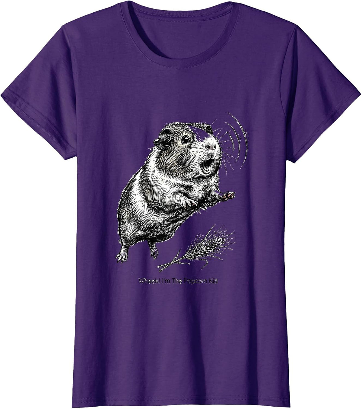 Women's Wheek! I'm The Popcorn Kid Funny Guinea Pig Cavy Lover T-Shirt - Purple