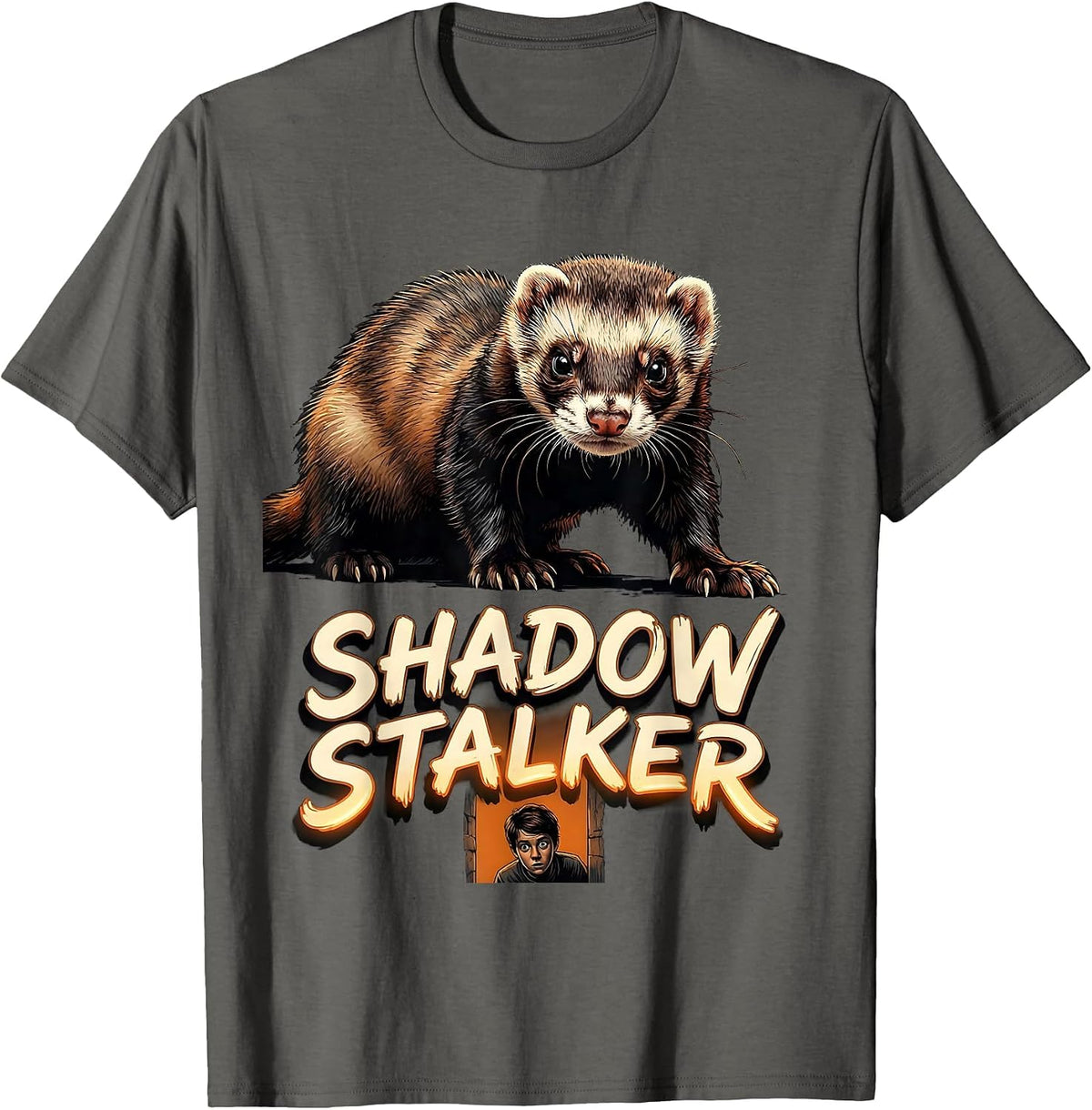 Shadow Stalker Sign Painter Ferret Lover Funny Gift T-Shirt - Asphalt Grey