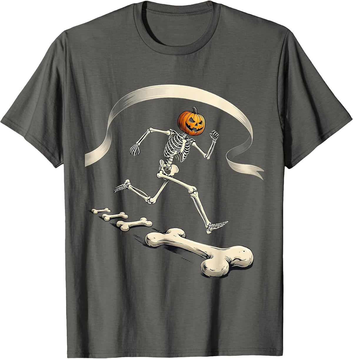 Skeleton Runner Halloween 5K Race Matching T-Shirt - Asphalt Grey