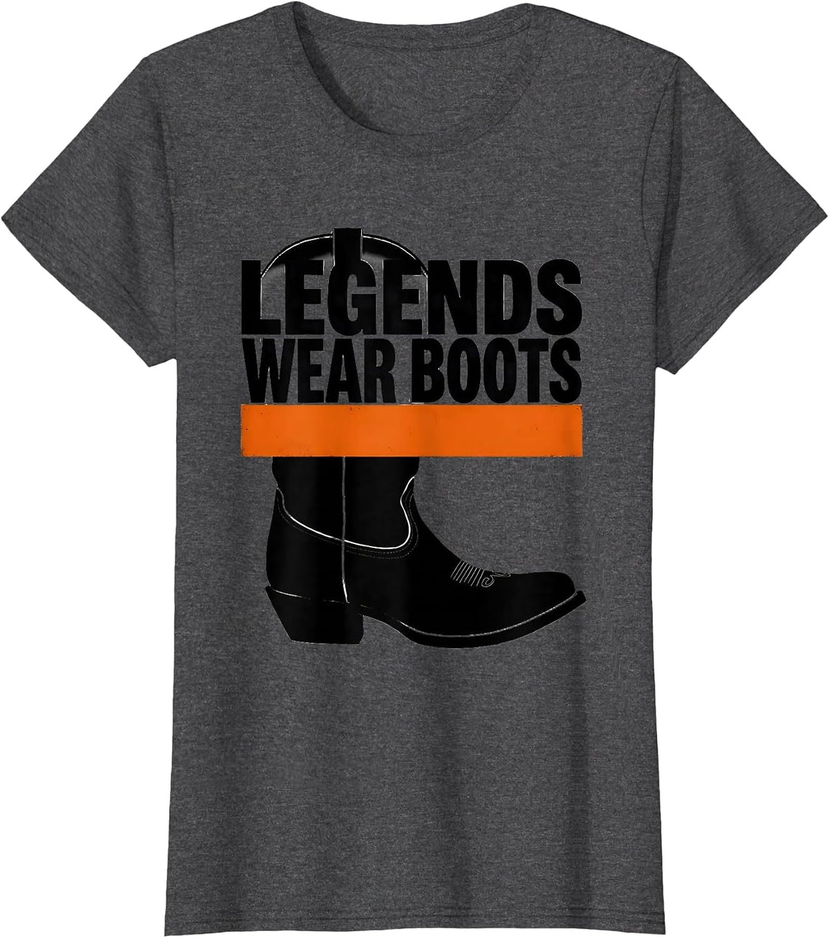Women's Legends Wear Boots Western Cowboy Design T-Shirt - Dark Heather Grey