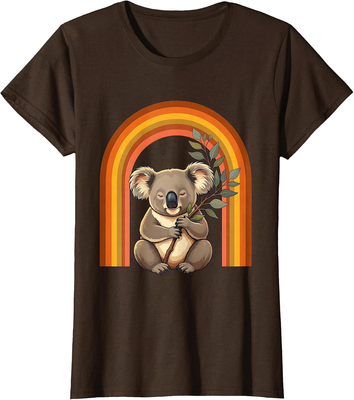 Women's Koala Lover Retro 70s Cute Animal Humor T-Shirt - Brown
