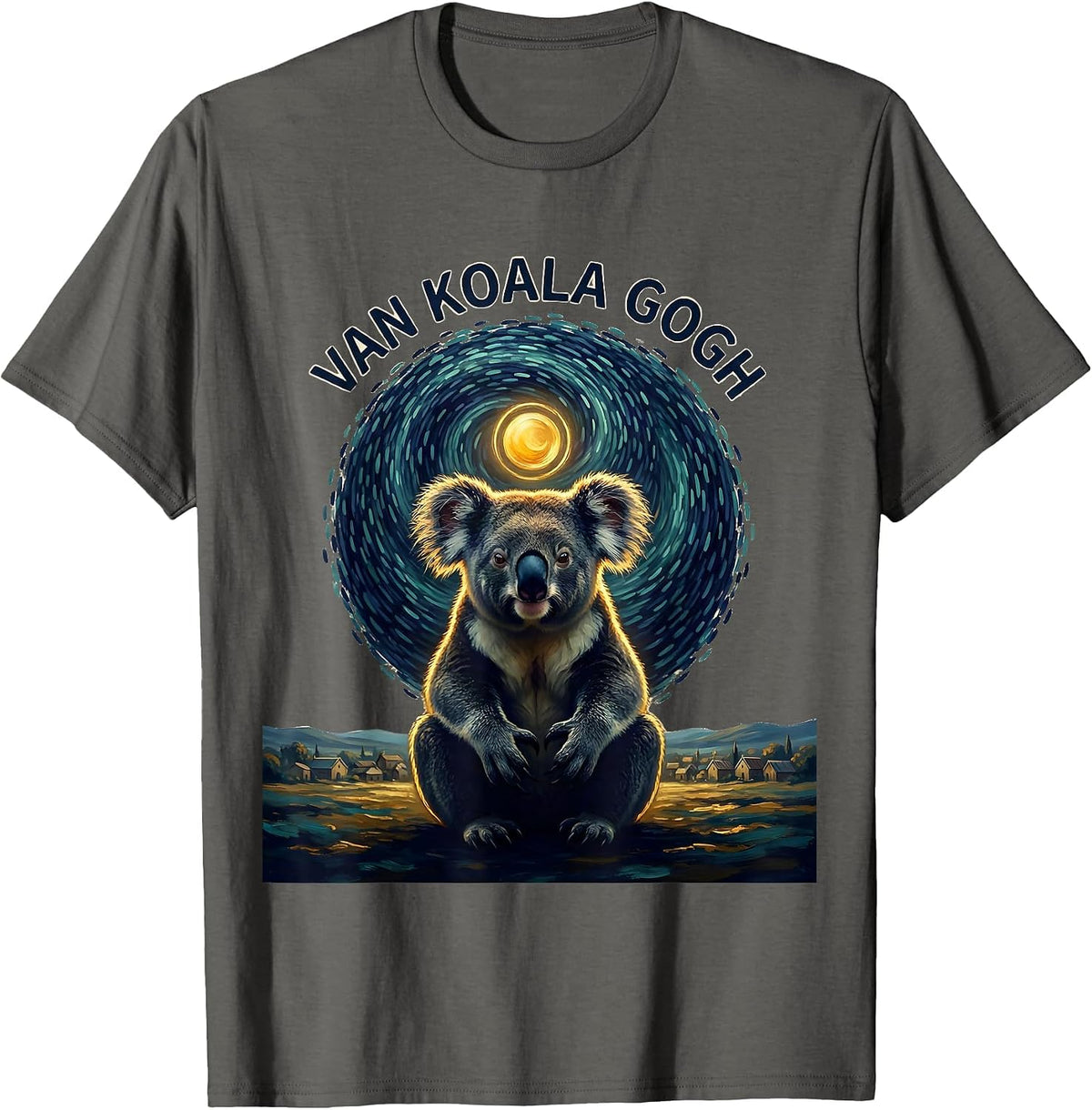 Van Koala Gogh Funny Koala Lover Animal Art Meme T-Shirt - Asphalt Grey