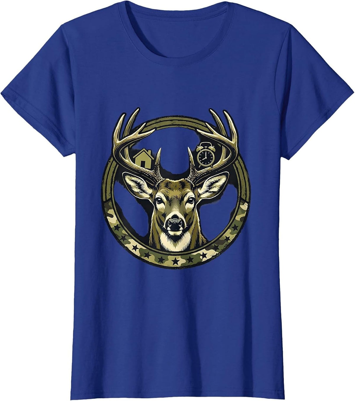 Women's Sealed Buck Badge Camo Deer Hunter Dad Gift T-Shirt - Royal Blue